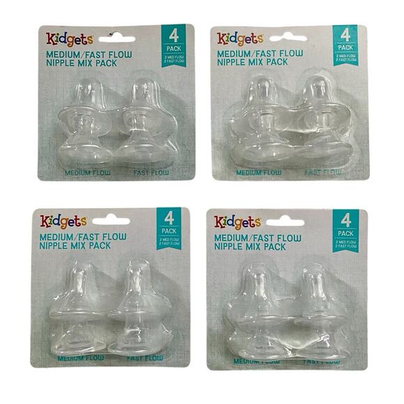 Kidgets Handbags - Kidgets Medium/Fast Flow Nipple Pack-4 Packs 16 Silicone Bottle‎ Nipples Total